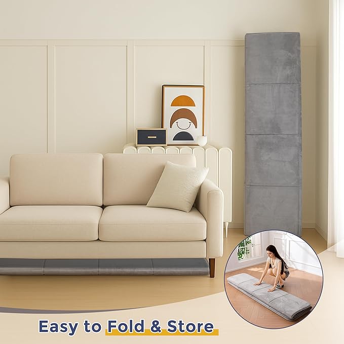 MAXYOYO 1.2" Thick Baby Play Mat for Floor, 59"x 78" Foldable Playpen Mat, Tummy Time Foam Mats Ultra Soft Support, Padded Carpet with Non-Slip Backing for Infant,Kids and Toddler Crawling, Grey