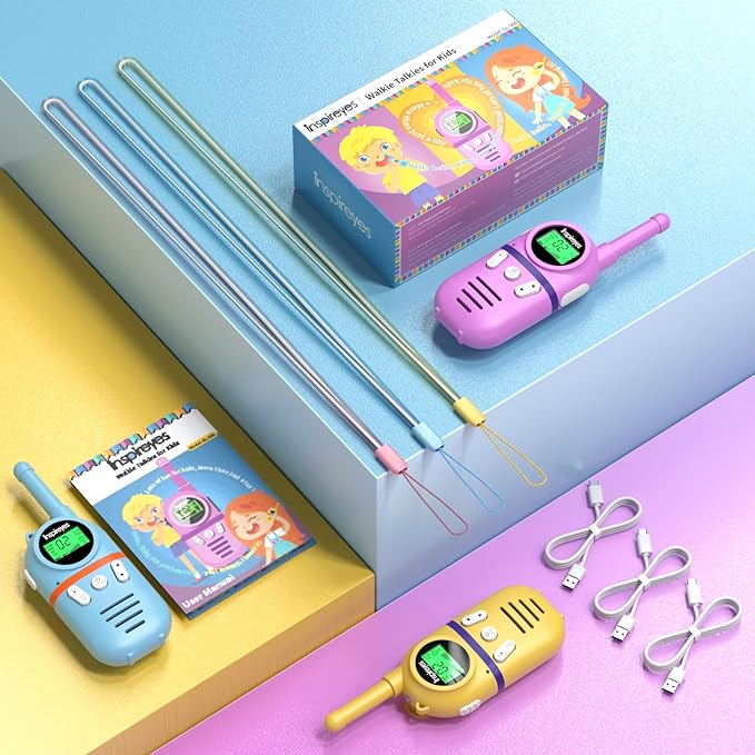 Walkie Talkies for Kids Rechargeable,Toys for Boys and Girls Ages 3-12, 3 Pack Long Range 2-Way Radios, Birthday Gifts,Christmas Stockings, Outdoor Play, Family Games, Hiking Camping Gear