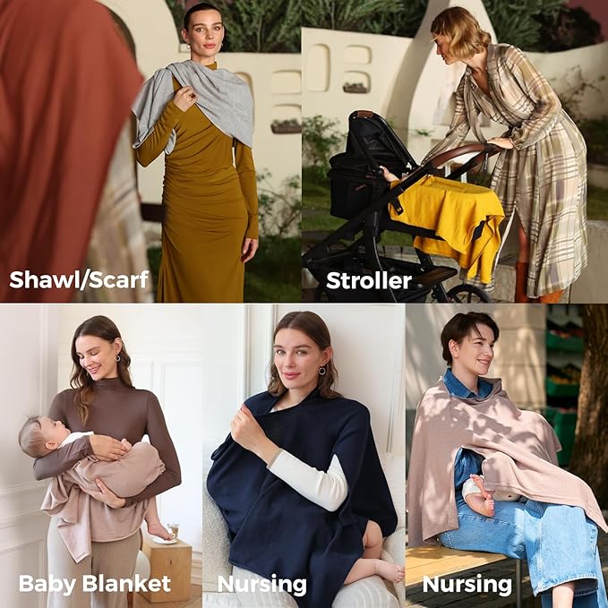 Momcozy Nursing Cover for Breastfeeding, Breathable Soft Privacy Poncho, Multi-Use Stroller Cover, Baby Blanket, and Stylish Scarf, Portable, Includes Laundry Bag
