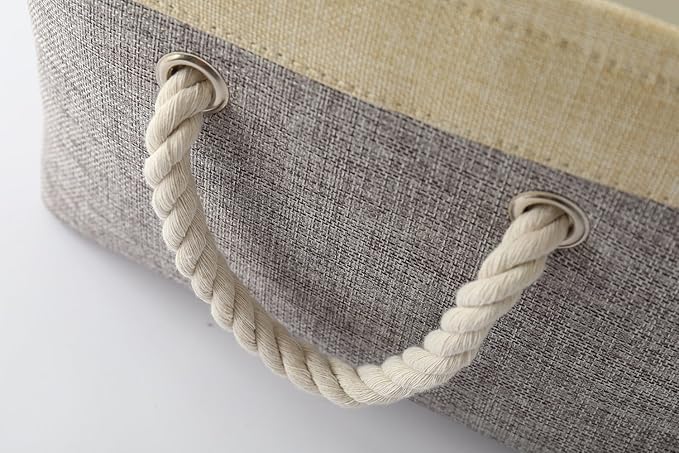 TheWarmHome Storage Basket for Organizing - 3 Pack 14x10x7 inch Large Collapsible Storage Bin for Shelves, Fabric Storage Cubes for Organizer ClosetCloth Gift Toy (Grey & Gold)