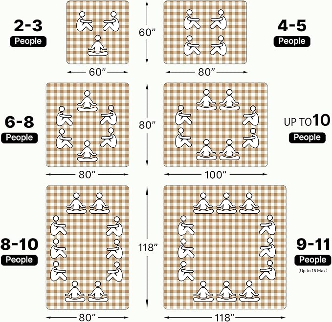 TigeJoy Extra Large Picnic Blanket Waterproof Foldable 60''x80'', Outdoor Picnic Mat Beach Blanket Sandproof for Park, Grass, Travel, Hiking, Camping Essentials, Gingham Picnic Blanket