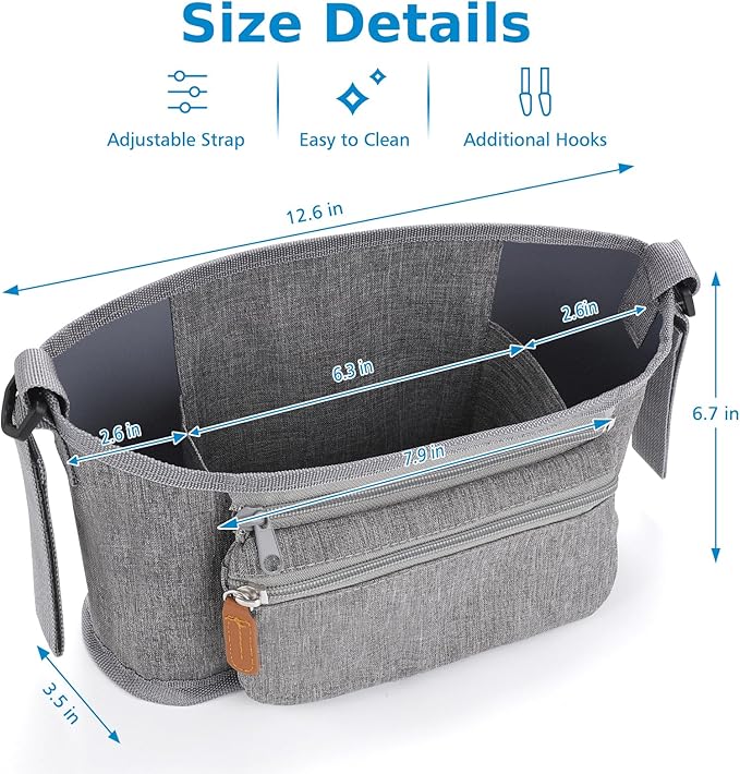 Accmor Universal Stroller Organizer with Detachable Phone Bag, Stroller Bag Caddy Organizer Stroller Accessories for Uppababy, Baby Jogger, Nuna, Doona, Britax Strollers
