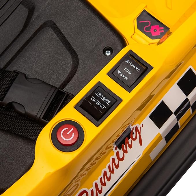 Aosom Toddler Bumper Car, 360° Rotation 6V Kids Electric Ride on Bumper Car with EVA Bumper Edges, Twins Motor, Songs, Horn, LED Lights, Safety Belt for 18-48 Months, Yellow