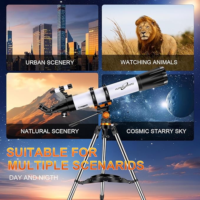 PISEZ Telescope for Adults High Powered ,90mm Aperture 800mm (35X-210X Professional Refractor Travel Astronomical Telescope for Kids & Beginners with Carry Bag, Phone Adapter