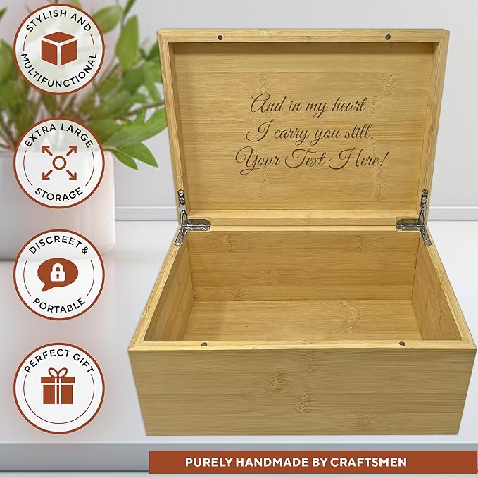 Personalized Tree of Life Box - Keepsake Box Engravable, Wooden Wedding Gift Anniversary for Couple, Bamboo Wood Decorative Chest, Handmade Memory Boxes with Custom Hidden Message, 11x8x4.75 in