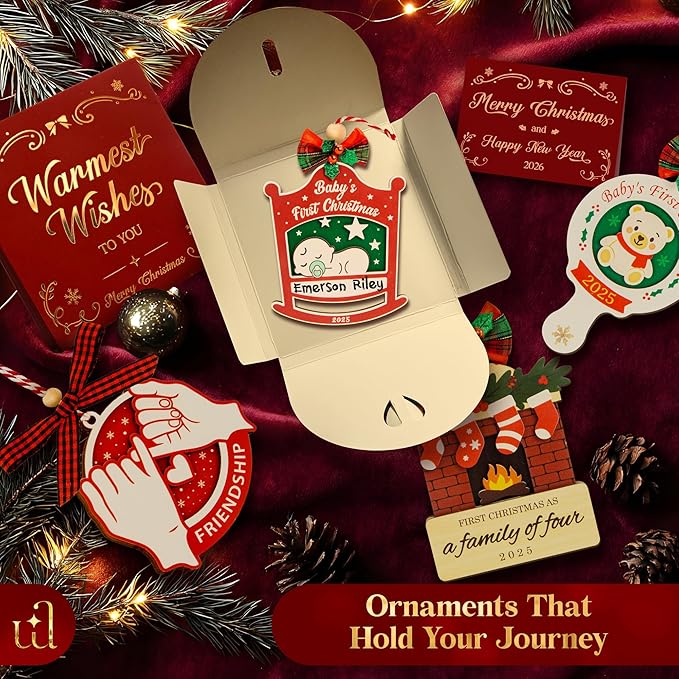 Baby First Christmas Ornament 2025 for Girl Boy - Baby's 1st Ideas for Parents, Babies Newborn Ornament Keepsake Babys First Xmas Ornaments for Xmas Tree Decorations