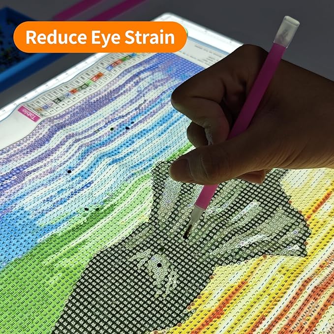 TOHETO A4 Light Board for Diamond Painting, Super Bright Magnetic Light Pad with Side Buttons, Lightbox for Tracing and Drawing, Corded Light Table for Sketching, Animation, Weeding Vinyl (White)