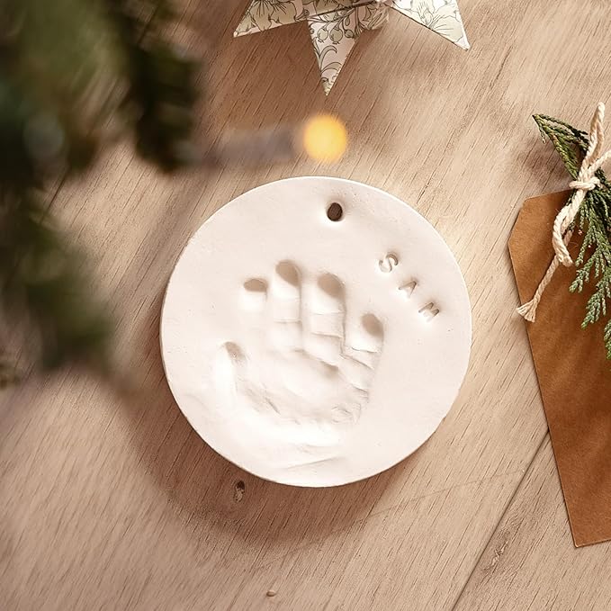 Baby Hand and Footprint Kit Girls, Boys - Personalized Baby Footprint Ornament Kit, Newborn Keepsake Gifts for New Mom, Easy to Use Handprint Makers, Cute Shower Gifts (Glaze Finish)