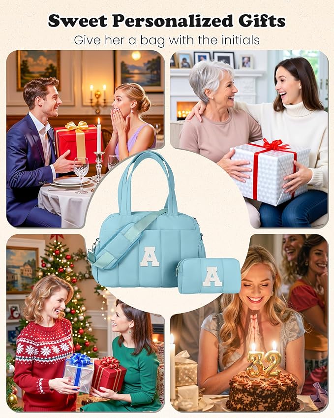 Duffle Bag, Weekender Bags for Girl,Travel Essentials for Women-Initial Overnight Bag with Wet Pocket,Monogrammed Gift-Lightweight Dance Bags Personalized Gymnastics bag with Makeup Pouch