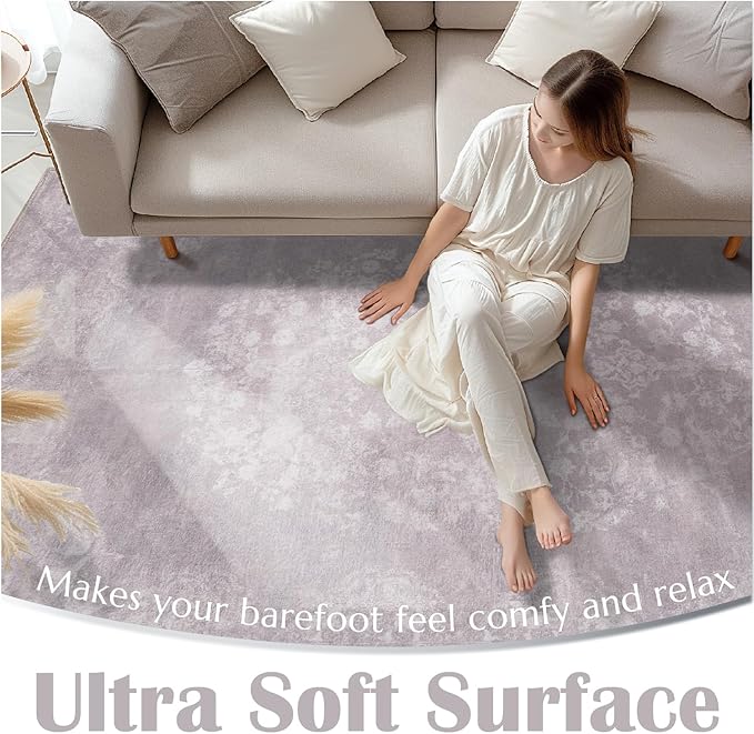 jinchan Hallway Runner Rug 2x8 Vintage Floral Distressed Design - Machine Washable Non-Slip Low-Pile Soft Thin Faux Wool Kitchen Carpet for Farmhouse Bedroom Laundry Room(2x8ft,Orchid)