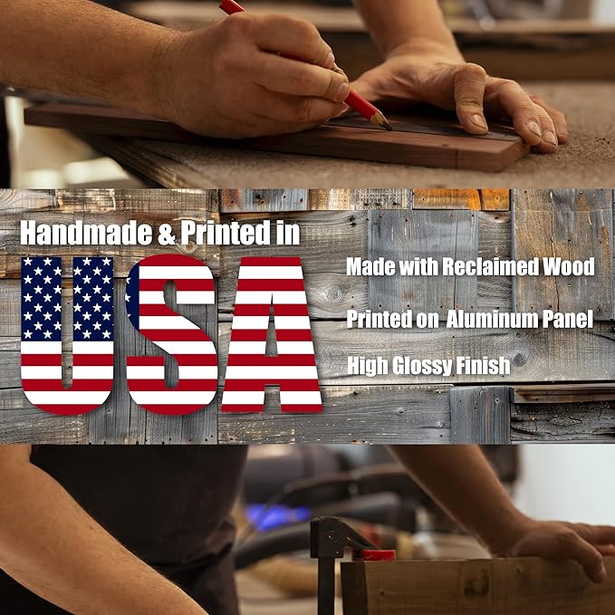 MUNDAZE Custom Portrait Metal Print on Reclaimed Wood Pallet Frame – Personalized Family Photo Gift – Glossy Aluminum Wall Art Keepsake – Made and Shipped in USA (10 x 7)