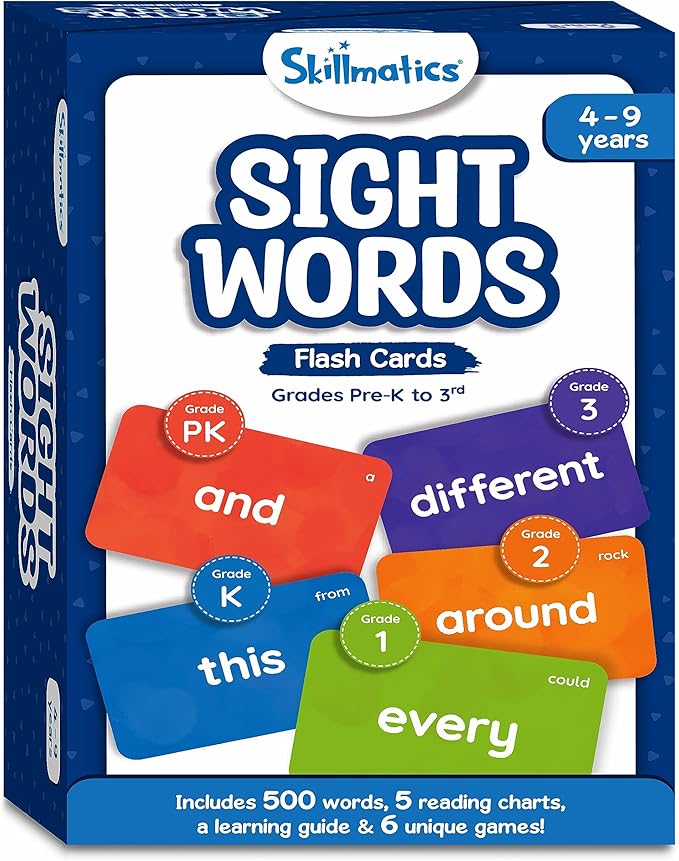 Skillmatics Flash Cards - 500 Sight Words for Preschool (Pre-K), Kindergarten, 1st, 2nd, 3rd Grade Gifts, Includes The Dolch & Fry Word List & 6 Unique Games