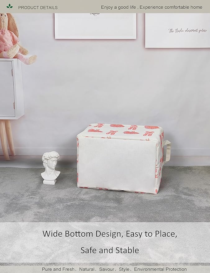 Rectangular Folding Laundry Basket,waterproof Canvas Basket,gift basket,Suitable for children's room,Office,Clothes,Toys Storage(Pink lace dance shoes)