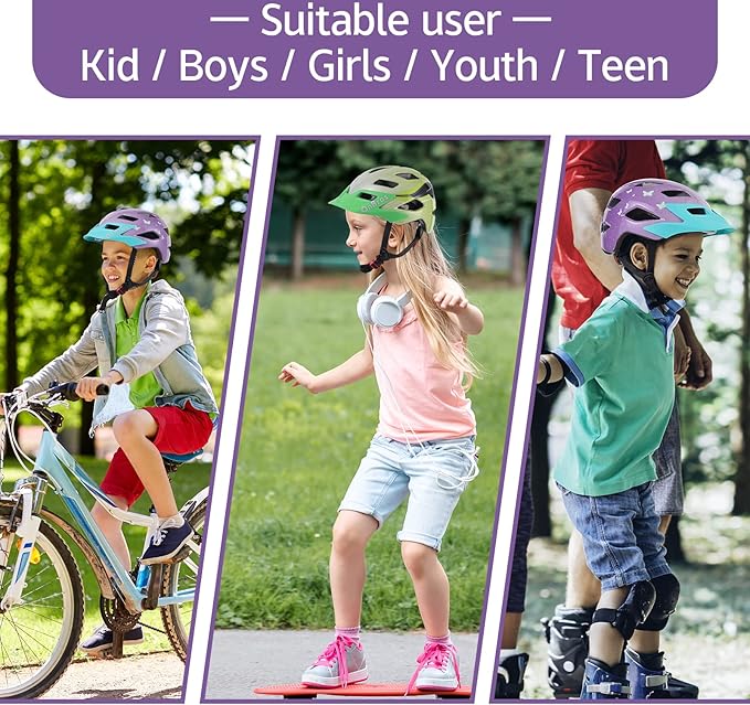 OnBros Kids Bike Helmet - Bike Helmets for 5-14 Boys or Girls with Visor, Children Bicycle Helmet for Skateboard Mountain Scooter Road Cycling, Lightweight and Adjustable 50-57CM