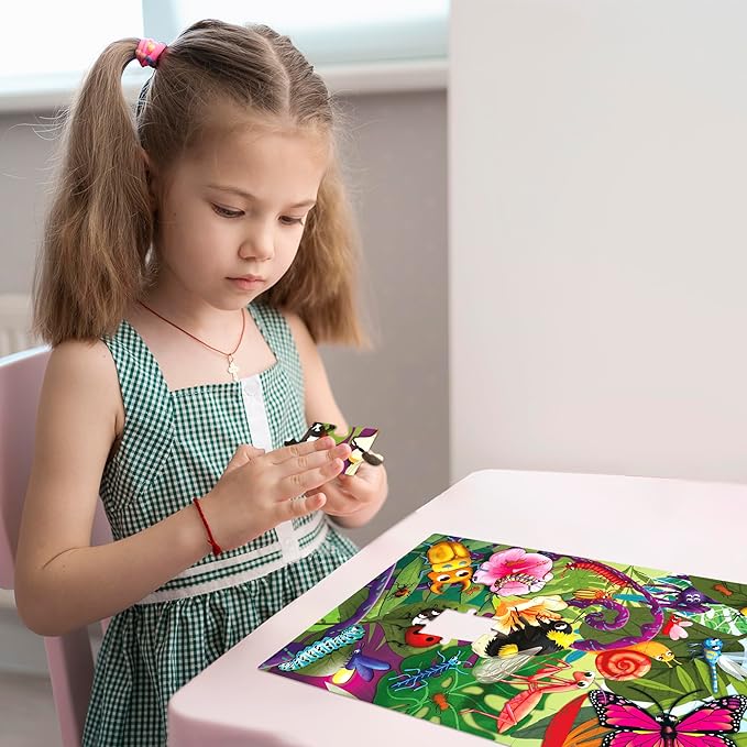 QUOKKA Puzzles for Kids Ages 4-6 – 4 x 48 Pieces Jigsaw Puzzles for Toddlers 3-5 – Toy for Learning Insects, African, Ocean Animals – Educational Game for Boy and Girl 2-4 Year Old - Improved Version