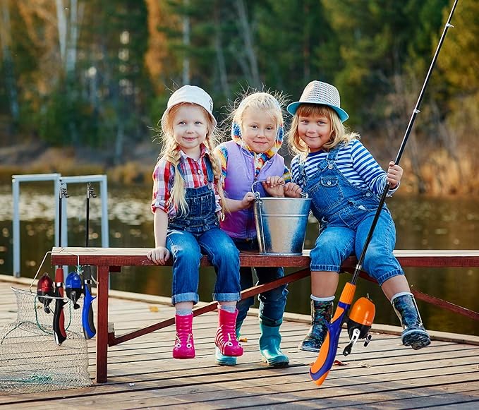 Urban Deco Kids Fishing Pole Set Portable Telescopic Kids Fishing Rod and Reel Combo Kit with Tackle Box for Beginners, Boys,Girls,Youth,Children