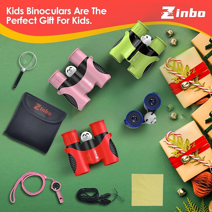 Binoculars for Kids 8x21 High-Resolution Real Optics with Magnifying Glass & Whistle Compass, Kids Binoculars for 3-12 Years Boys and Girls, Best Kids Toys for Outdoor Bird Watching, Hiking, Travel