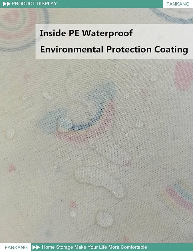 FANKANG Square Nursery Hamper Storage Bins Canvas Laundry Basket Foldable with Waterproof PE Coating Storage Baskets Gift Baskets for Children, Office, Bedroom, Clothes(Square-Love Rainbow )