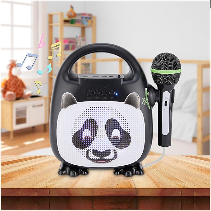 Singimals Kids Karaoke Speaker with Microphone - Unleash Your Child's Inner Superstar, Bluetooth v5.1, 12H Playtime, 5W Speaker, Multicolor LED Lighting, Bam Bam The Panda