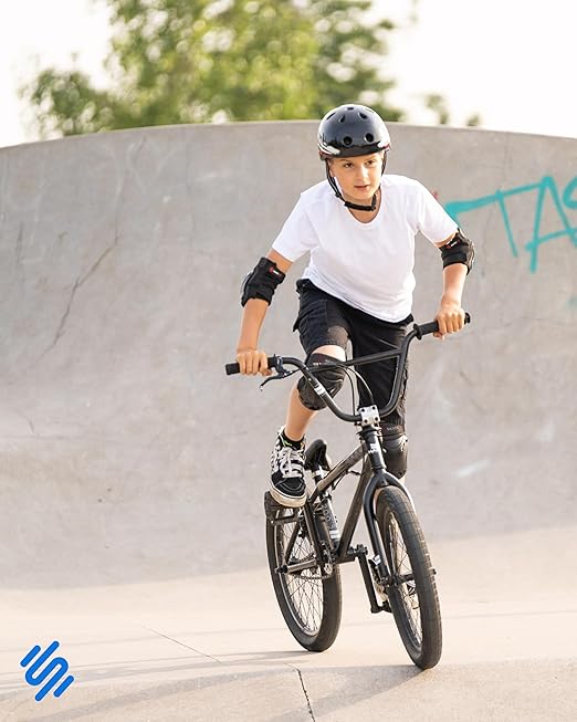 SKATEWIZ Knee Pads for Kids - Knee and Elbow Pads Set - PROTECT-1 - Size S Blue - Wrist Guards for Skating, Skateboard, BMX and Scooter 8-12