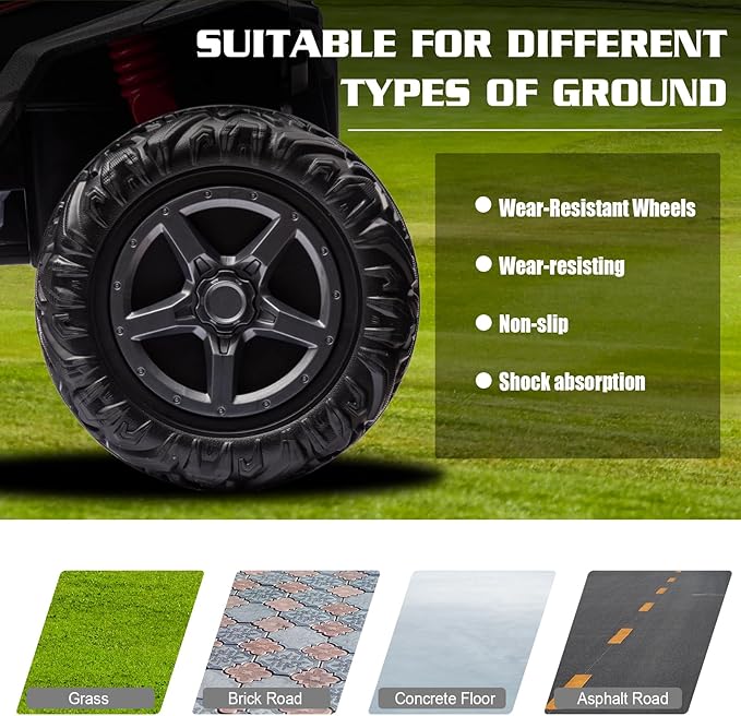 24V 2 Seater Kids Ride On Car with Remote Control,4WD Battery Powered,Electric Vehicles Toy Car for 3+ Years Kids(Green)