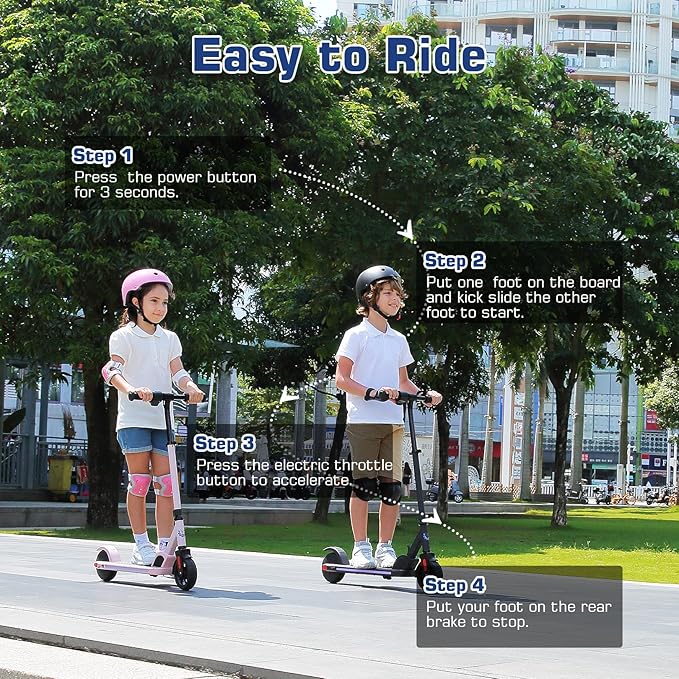 Caroma Electric Scooter for Kids Ages 6-12,150W/180WMotor,10 MPH Max Speed & 7 Miles,Colorful Lights,Adjustable Height & Speed,LED Display,Foldable Kids Electric Scooter 132 Lbs Max Load,Idea Gift