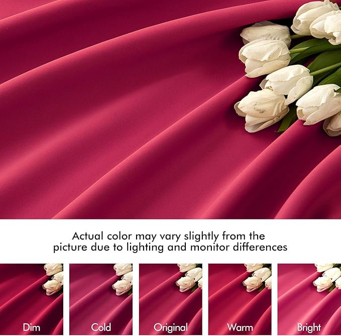 MIULEE Hot Pink Back Tab Blackout Curtain 96 Inch Long 2 Panels Set for Bedroom, Rod Pocket/Pinch Pleat Thermal Insulated Living Room Darkening Pleated Light Blocking Floor to Ceiling Drape