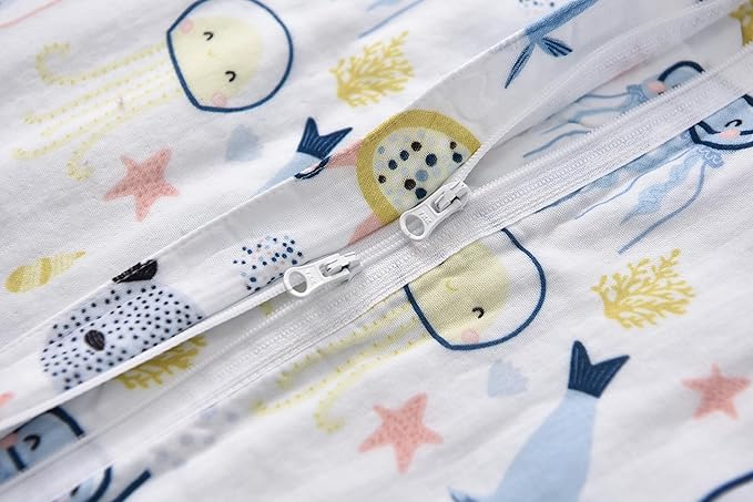 Baby Sleep Sack 1-2 T Baby Wearable Blanket 100% Organic Cotton 0.5 TOG Muslin Toddler Sleeping Sacks 2- Way Zipper Warm 12-24 Months