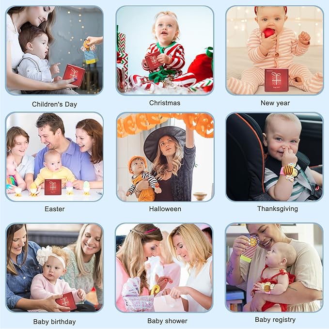 Bloobloomax Baby Rattles Toys for 0-12 Month, Infant Girl Boy Toys for Babies 3-6 Months, Newborn Hand & Foot Toys for 0 to 9 Months, Baby Shower Gifts Set with Wrist Rattle Socks