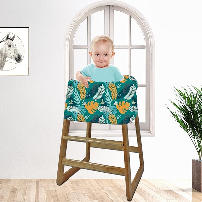 Carseat Cover Boy and Girls - Multi-use Nursing Car Seat Canopy Cover for Breastfeeding, Infant Stroller Cover, High Chair Cover (Green Leaves)