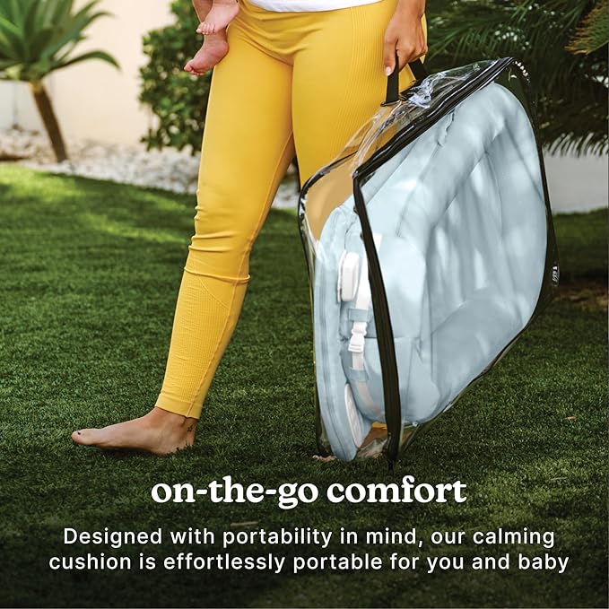 MyBaby 3-in-1 Calming Baby Cushion, Soothing Comfort for Newborns & Infants, Snuggling Sensation, Sound and Vibration, Designed for Safety, Rechargeable & Machine-Washable, by Homedics, Blue