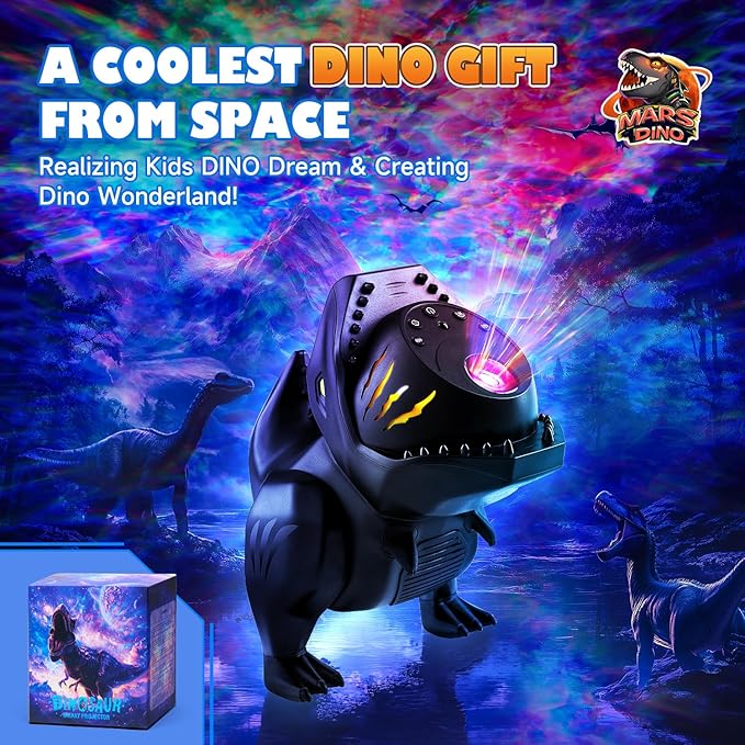Dinosaur Galaxy Projector for Kids, Non-glare 316 Lightings Star Projector Galaxy Light,22 White Noise+5.3 Bluetooth Speaker Dinosaur Night Light, Nightlight for Kids Room with Galaxy Light,Dino Gifts