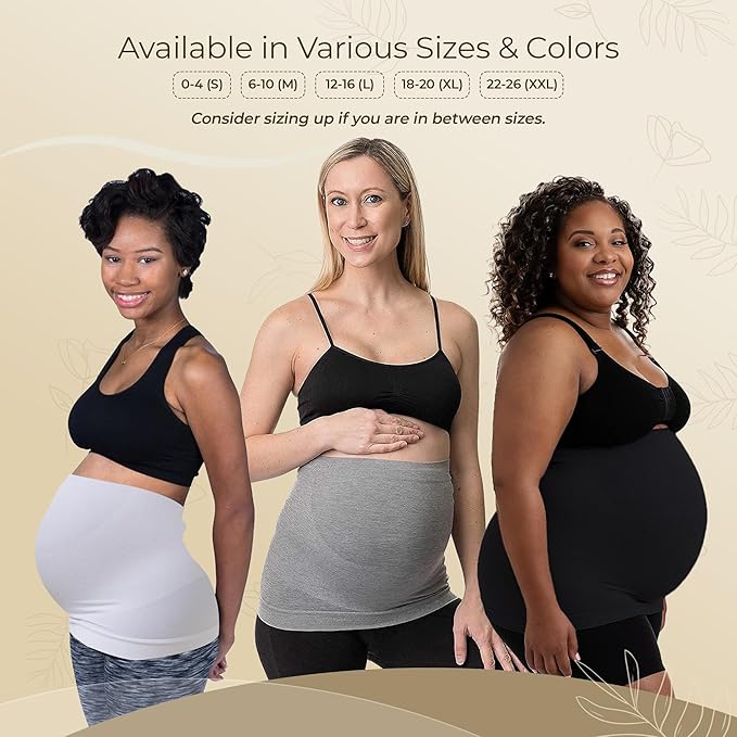 Maternity Belly Band - 4-Way Stretch Post Partum Belly Band For Lumbar & Back Support - Pregnancy Gifts for Moms