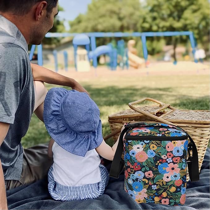 Breastmilk Cooler Bag with Ice Pack Fits 4 Baby Bottles Up to 9 Ounce Insulated Baby Bottle Bag Breast Milk Cooler on The Go with Strap Baby Bottle Cooler Bag for Nursing Mom Daycare or Travel