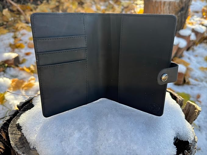 Genuine Leather AirTag Passport Holder and Wallet for Men and Women RFID Blocking for Secure Traveling and Documentation Organizer (Black)