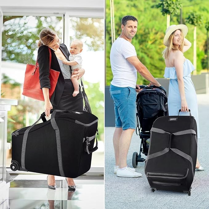 Infant Car Seat Travel Bag Fit Doona Car Seat Stroller and Base, Chicco Keyfit 35 and Base, Doona Travel Bag with Wheels, Padded Car Seat Bags for Air Travel, Nuna Travel Bag with Zipper Pocket