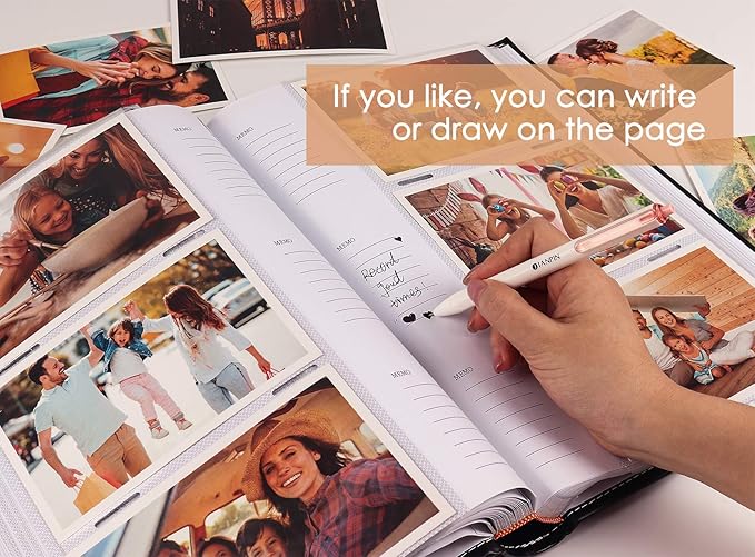 RECUTMS 4x6 Photo Album 300 Pictures Sewn Premium Leather Cover Memo Recording Family Photo Album Wedding Picture Albums Anniversary Baby Holiday Albums(Brown)