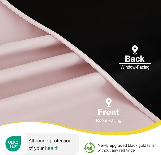 NICETOWN Pink Blackout Curtains for Nursery, 100% Blackout Thermal Insulated Window Drapes Room Darkening Curtains for Girls Baby Bedroom with Grommet Top, 52 x 63 Inch Long, 2 Panels