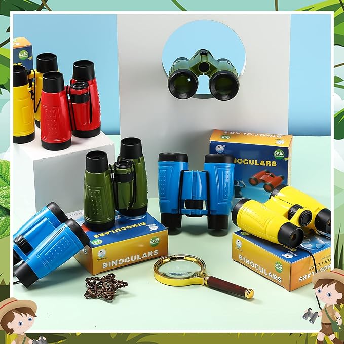 24 Pieces Toy Binoculars with Neck String Assorted Colors Novelty Binoculars Camping Birthday Party Supplies Nature Exploration Toys for Outdoors Indoors Sightseeing, Camping, Birdwatching Wildlife
