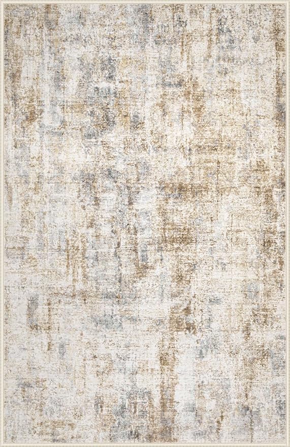 Area Rugs 9x12 Living Room: Washable Rug Modern Abstract Large Rugs Soft Non Slip Neutral Rug Stain Resistant Indoor Carpet for Bedroom Kitchen Dining Room Home Office Rugs(Blue Brown,9'x12')