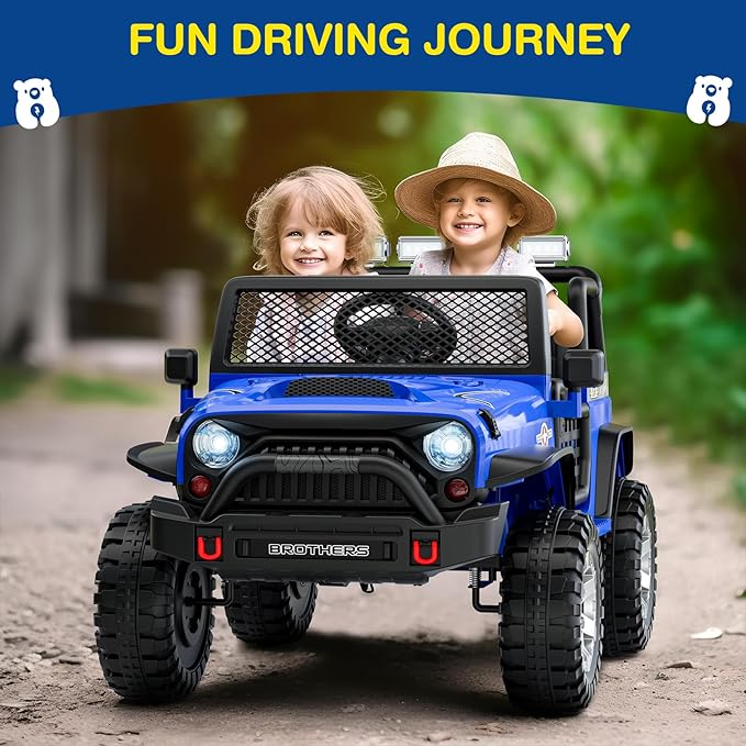 L8 2 Seater Ride On Car, 12V Kids Electric Car w/Remote Control, 4-Wheel Suspension, Bluetooth Speaker, Multi Music Modes, 3 Speeds, LED Lights, Xmas & Birthday Gift Ideas for Kids Ages 3+