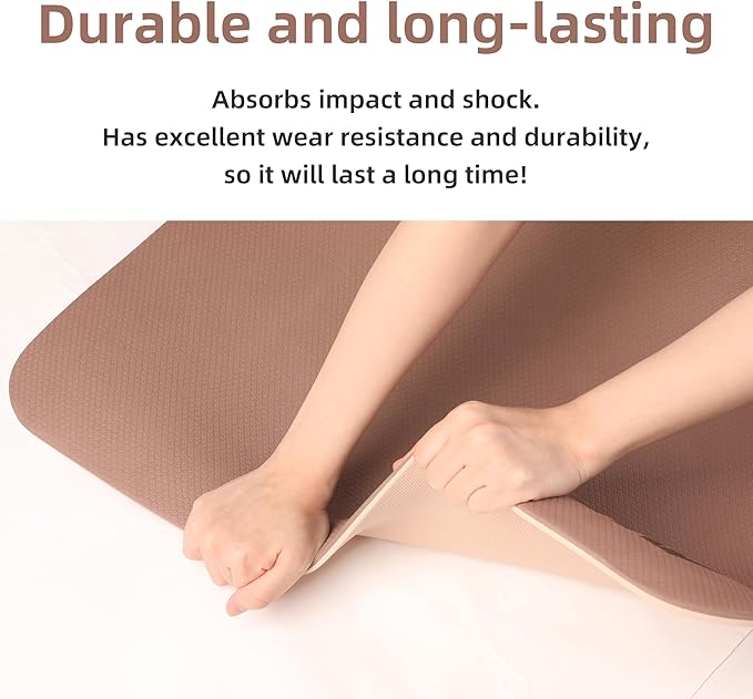 Yoga Mat Non Slip Anti-tear,extra thick-2/5 inch(10MM)High Resiliency Professional POE Yoga Mats for Women Men Kids,72"x24"inch,Workout, Yoga, Pilates and Floor Exercise, with Carrier Strap