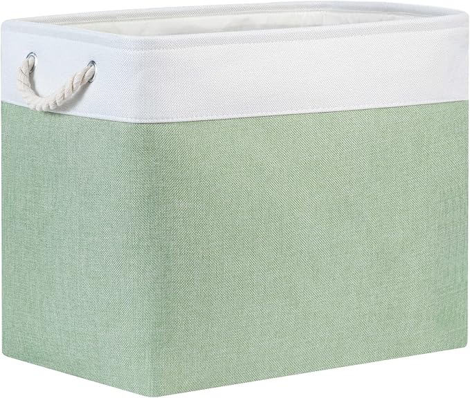 Bidtakay Large Storage Baskets for Nursery Toy Organizer Collapsible Organizing Baskets 17x12x15 In Green Canvas Bins for Organizing Set of 2 Clothes Decorative Baskets for Home Office Room Decor