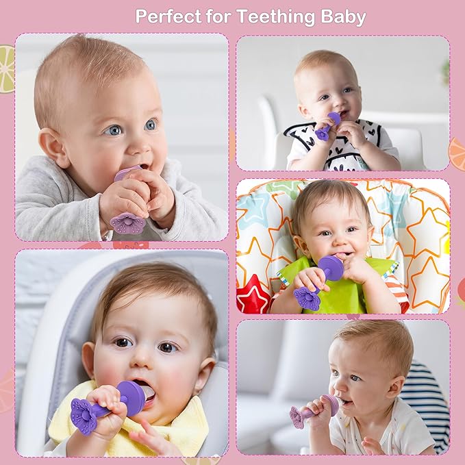 KingKam Baby Breastmilk Popsicle Molds & Baby Fruit Feeder Combo (2 Pack), Breastmilk Popsicle Molds for Teething Relief, BPA Free Silicone Feeder Teether Pops for Babies Infant Self Feeding, 4m+