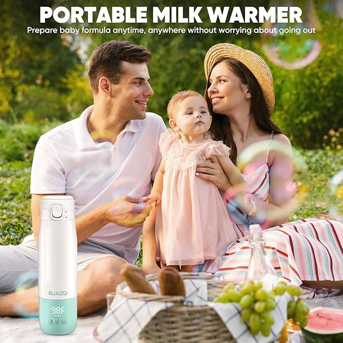 Portable Bottle Warmer for Travel,Portable Milk Warmer for Baby-12oz Ceramic Heater Heating,Fast Charging & Cordless Portable Baby Bottle Warmer -Dual Heating Modes for Breast Milk & Water,Green