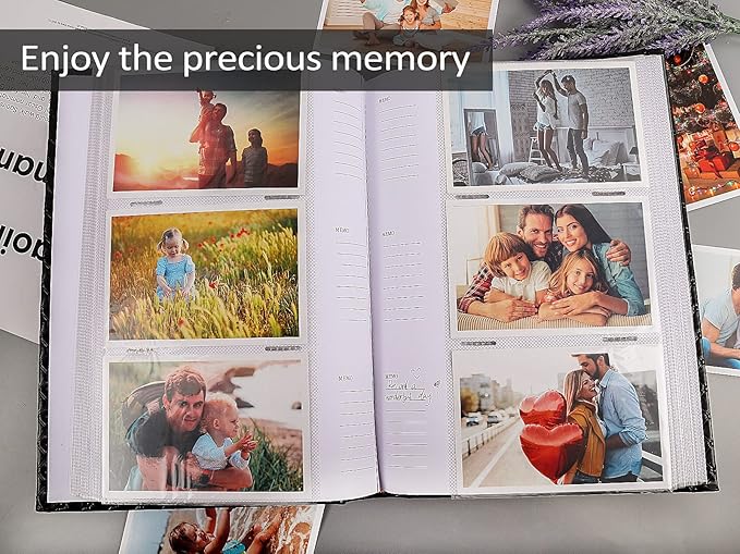 RECUTMS Photo Albums for 4x6 Photos Holds 300, 3 Per Pages Photo Picture Album PU Leather Cover, Horizontal Photos Record Family Wedding Anniversary Baby Holiday Album (Grey)