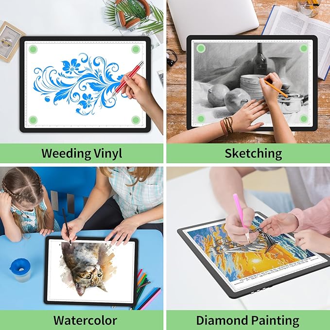 Phylosal Rechargeable A3 LED Light Pad for Diamond Painting, Ultra-Thin Magnetic Tracing Light Box for Drawing, Diamond Art Light Board with Side Button, Super Bright Light Table for Sketching (Black)