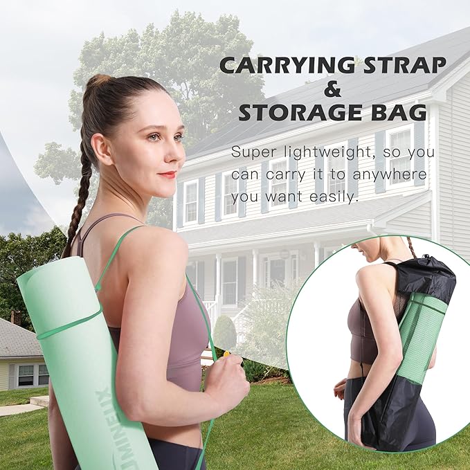 UMINEUX Yoga Mat Extra Thick 1/3'' & 2/5" Non Slip Yoga Mats for Women Eco Friendly TPE Fitness Exercise Mat with Carrying Sling & Storage Bag