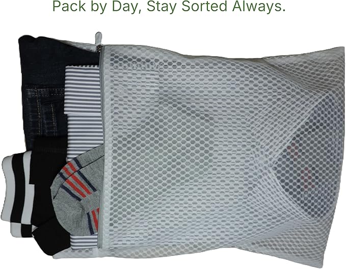 Mesh Laundry Bags for Delicates – 3-Pack (12″×16″) with Color-Coded Zippers – Honeycomb Mesh, Locking Zipper, Washer & Dryer Safe for Bras, Socks, Travel Clothes