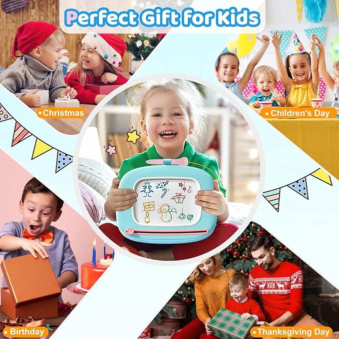 Kikidex Toddler Magnetic Drawing Board, Age 1-3, Purple, Toddler Girl Toys, Doodle Board Pad, Learning & Educational Toys for 1-3 Year Olds, Includes Board, Pen, 4 Table Legs